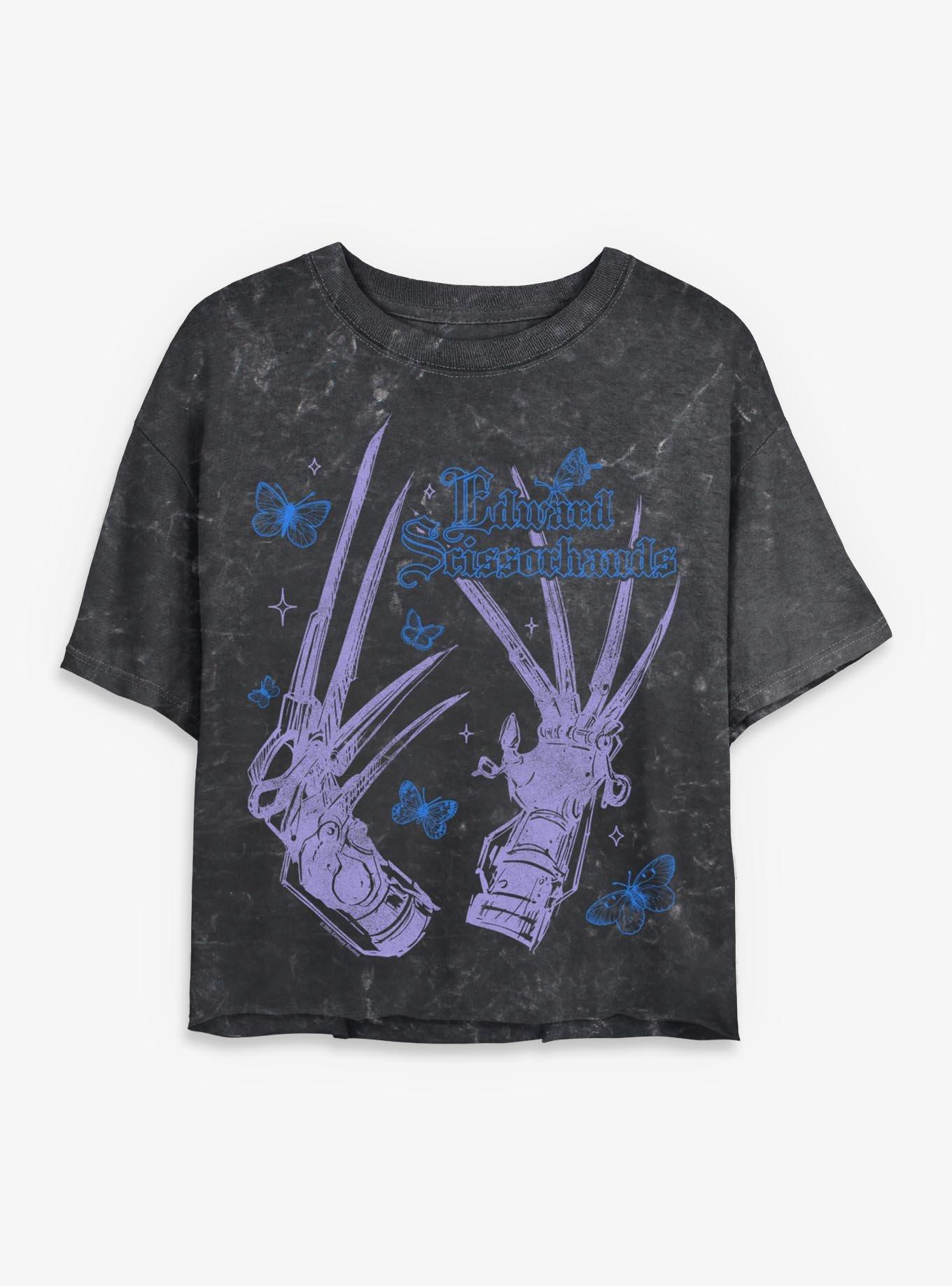 Edward Scissorhands Enchanted Butterflies Mineral Wash Womens Crop T-Shirt