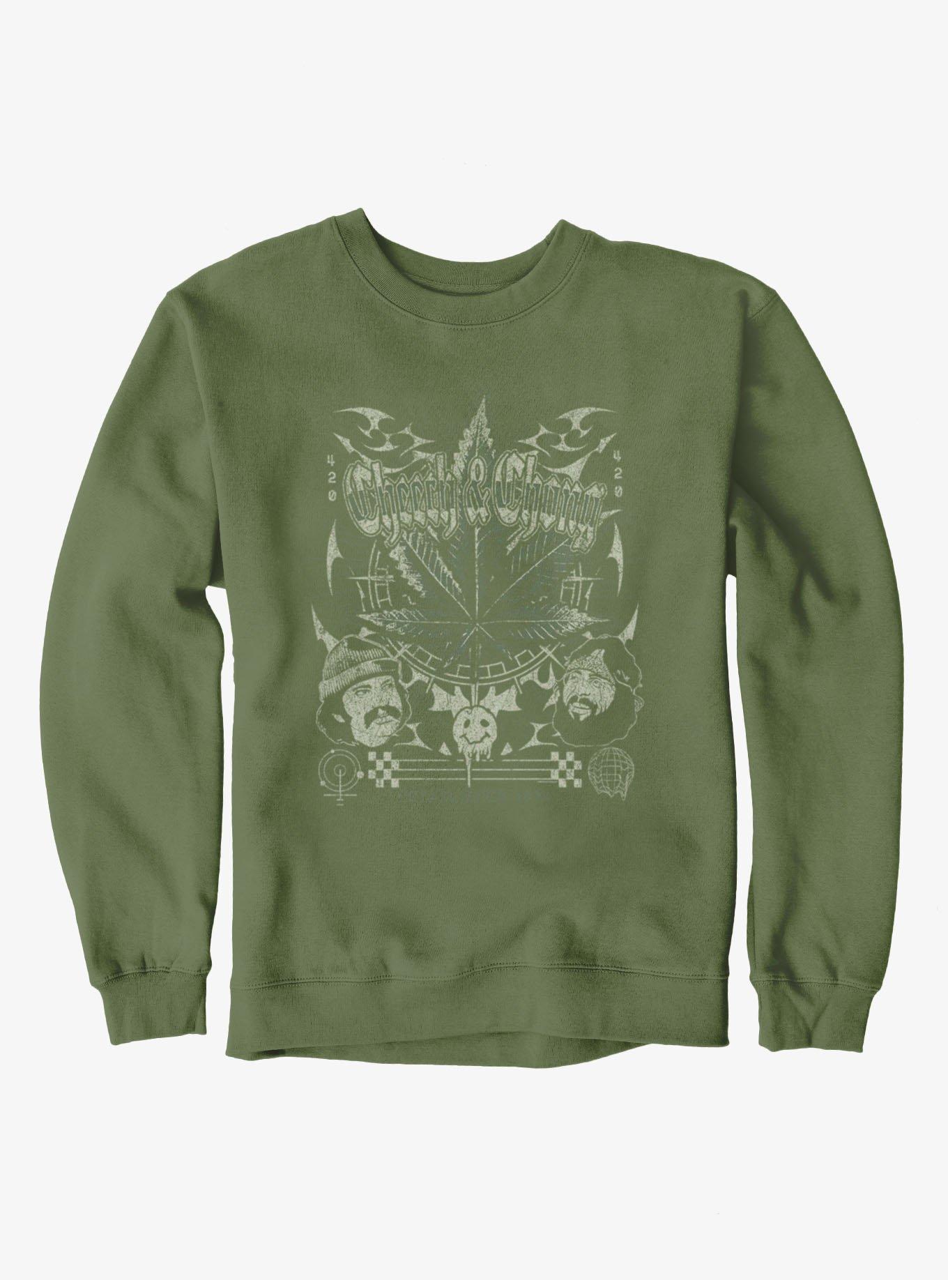 Cheech & Chong Established 1974 Sweatshirt, MILITARY GREEN, hi-res view 1