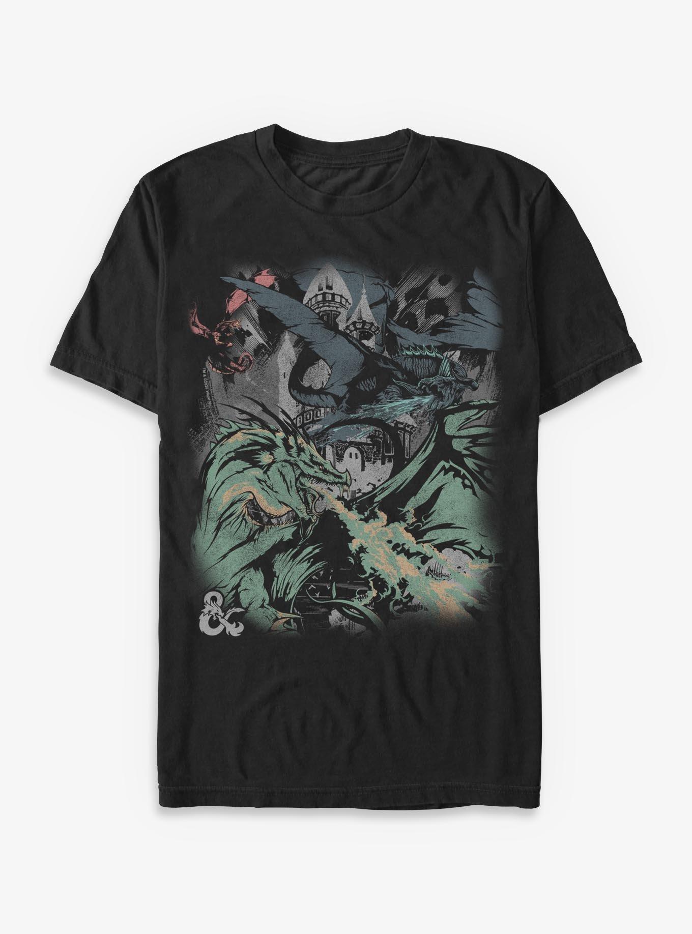 Dungeons & Dragons Castle T-Shirt Hot Topic Exclusive, BLACK, hi-res view 1