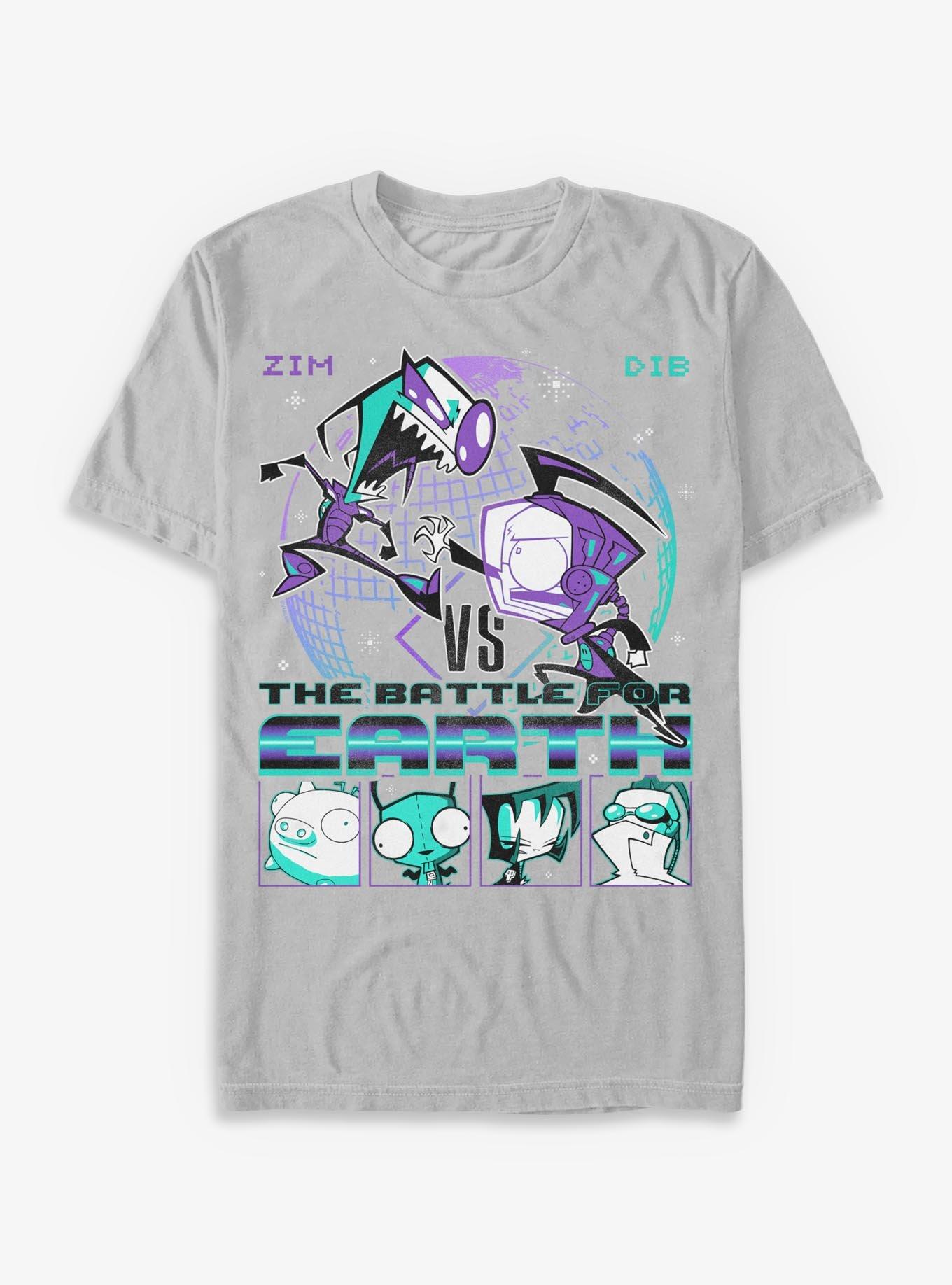 Invader ZIM Vs Dib Battle T-Shirt Hot Topic Exclusive, ICEGRAY, hi-res view 1
