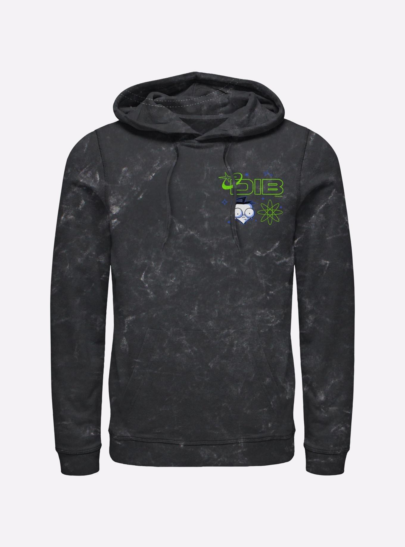 Invader ZIM Dib Tech Mineral Wash Hoodie Hot Topic Exclusive, BLACK, hi-res view 1