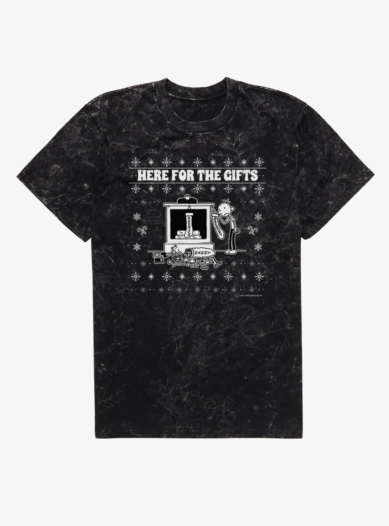 Diary Of A Wimpy Kid Here For The Gifts Ugly Christmas Sweater Pattern Mineral Wash T-Shirt