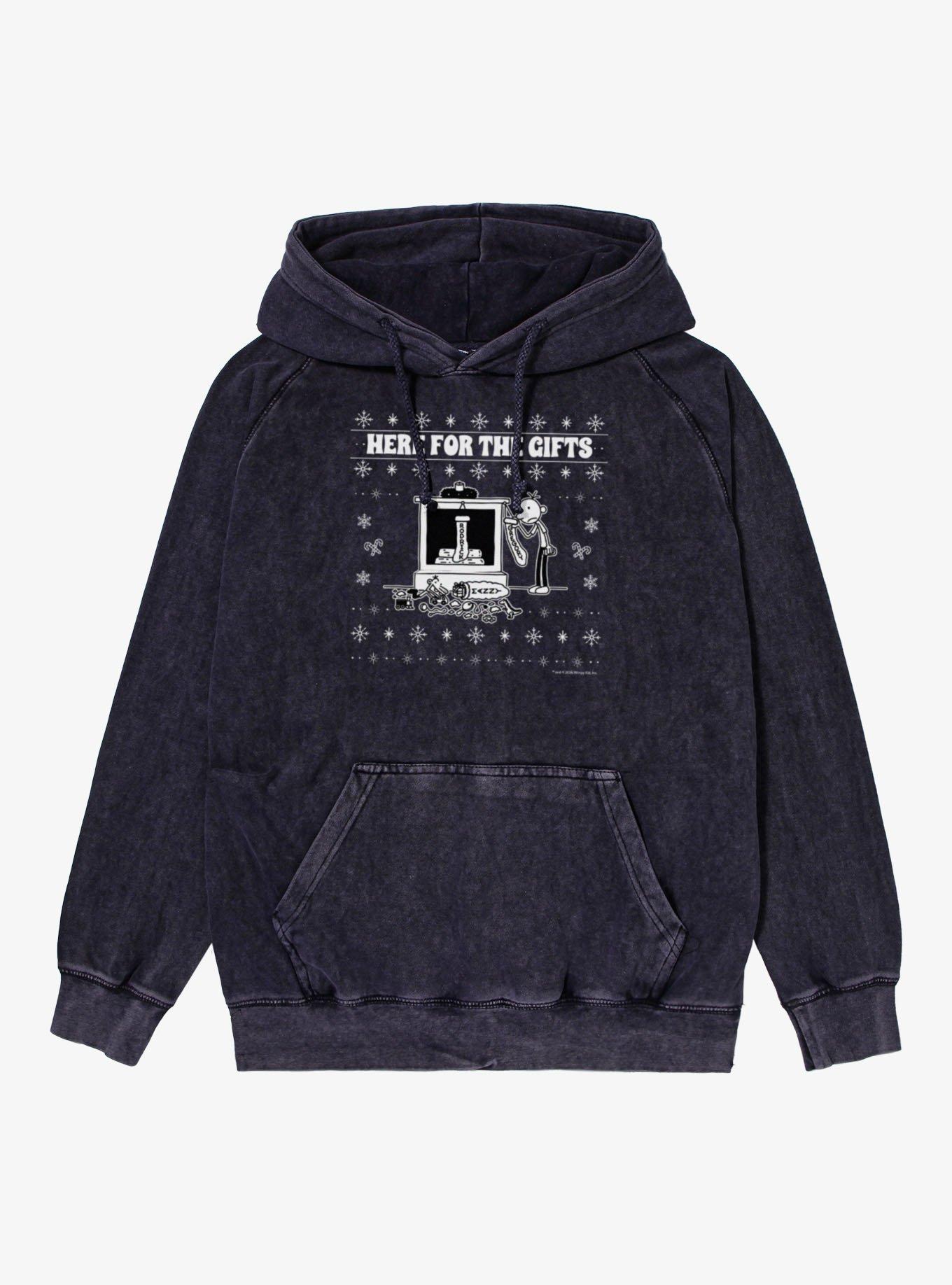 Diary Of A Wimpy Kid Here For The Gifts Ugly Christmas Sweater Pattern Mineral Wash Hoodie