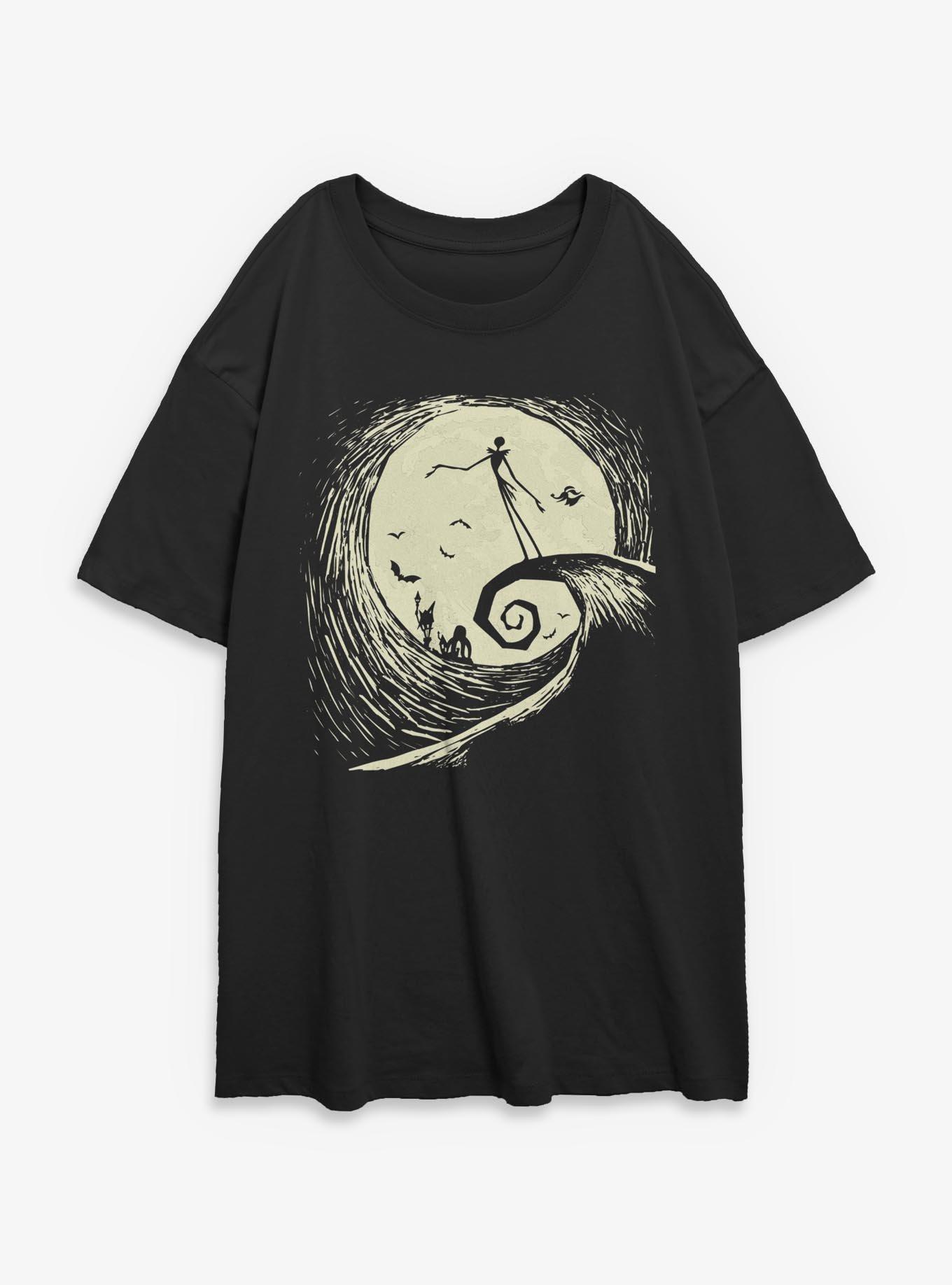 Disney The Nightmare Before Christmas Jack And Zero On Spiral Hill Girls Oversized T-Shirt