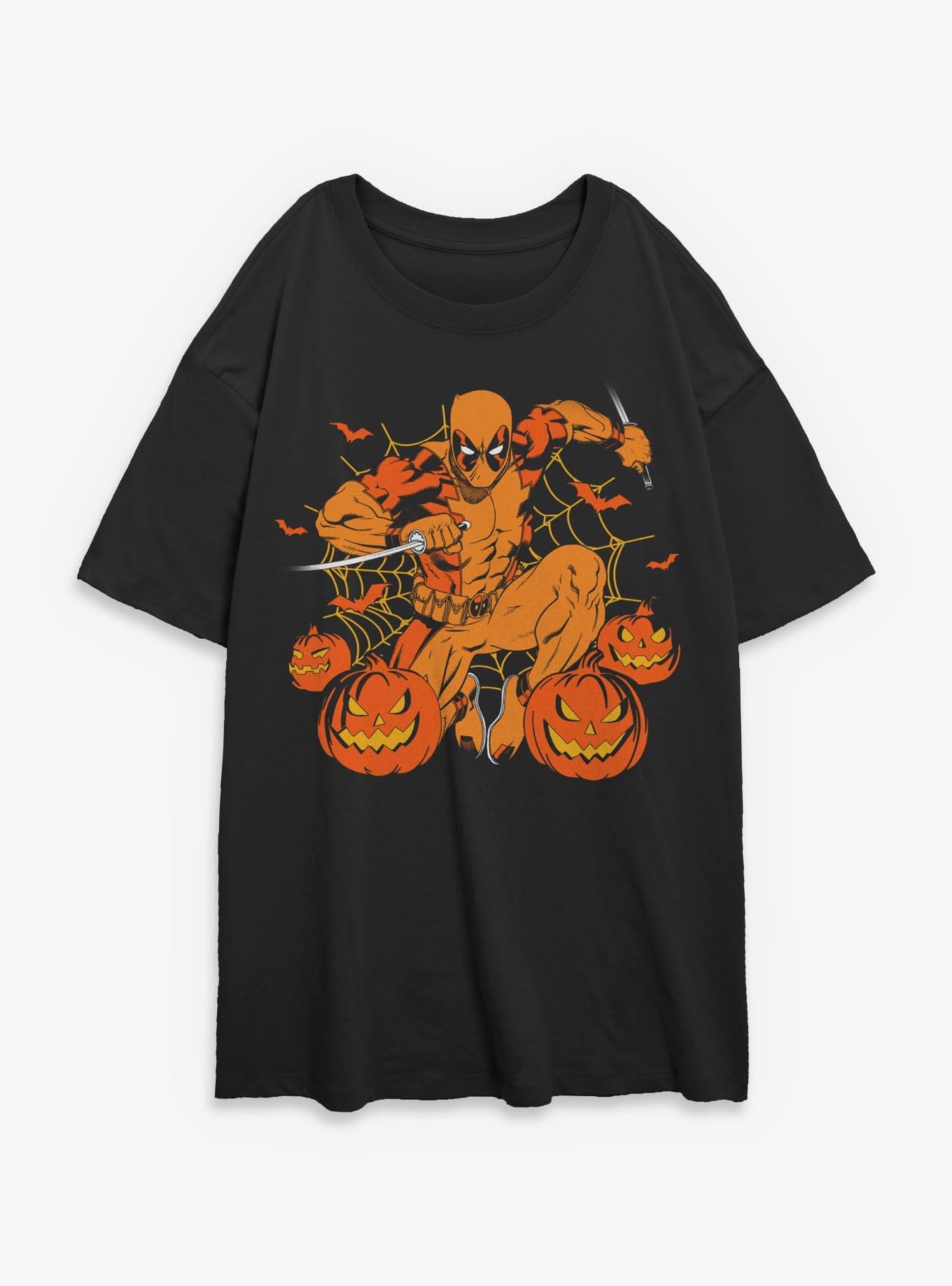 Marvel Deadpool Halloween Pumpkin Girls Oversized T-Shirt