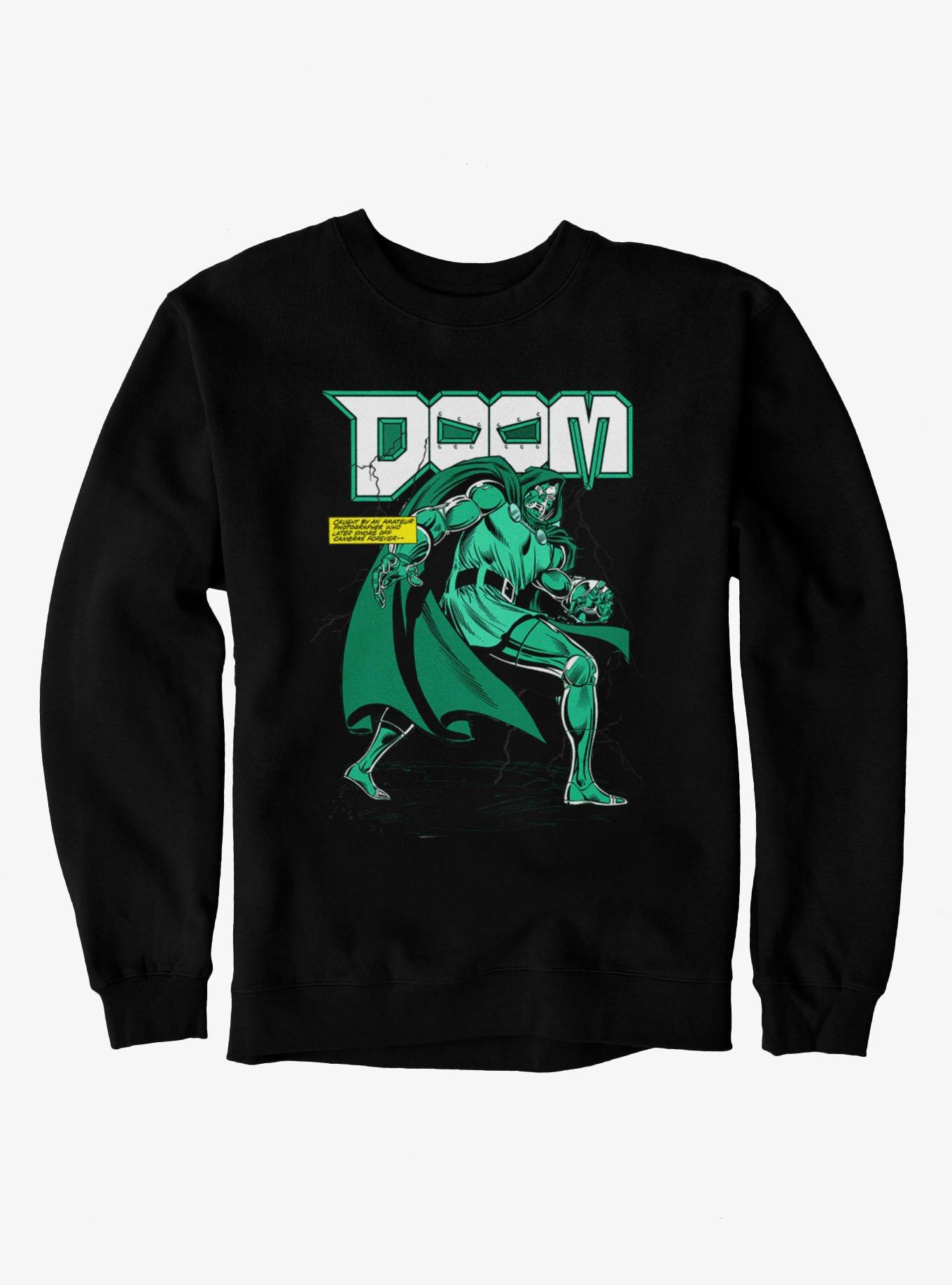 Marvel Comics Retro Doom Cape Swoosh Caught On Camera Sweatshirt BoxLunch Exclusive