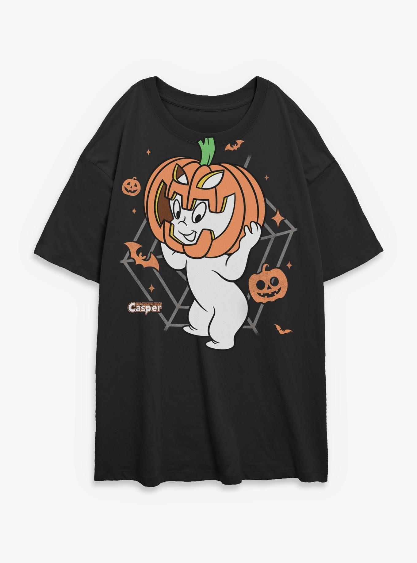 Casper The Friendly Ghost Pumpkin Casper Girls Oversized T-Shirt