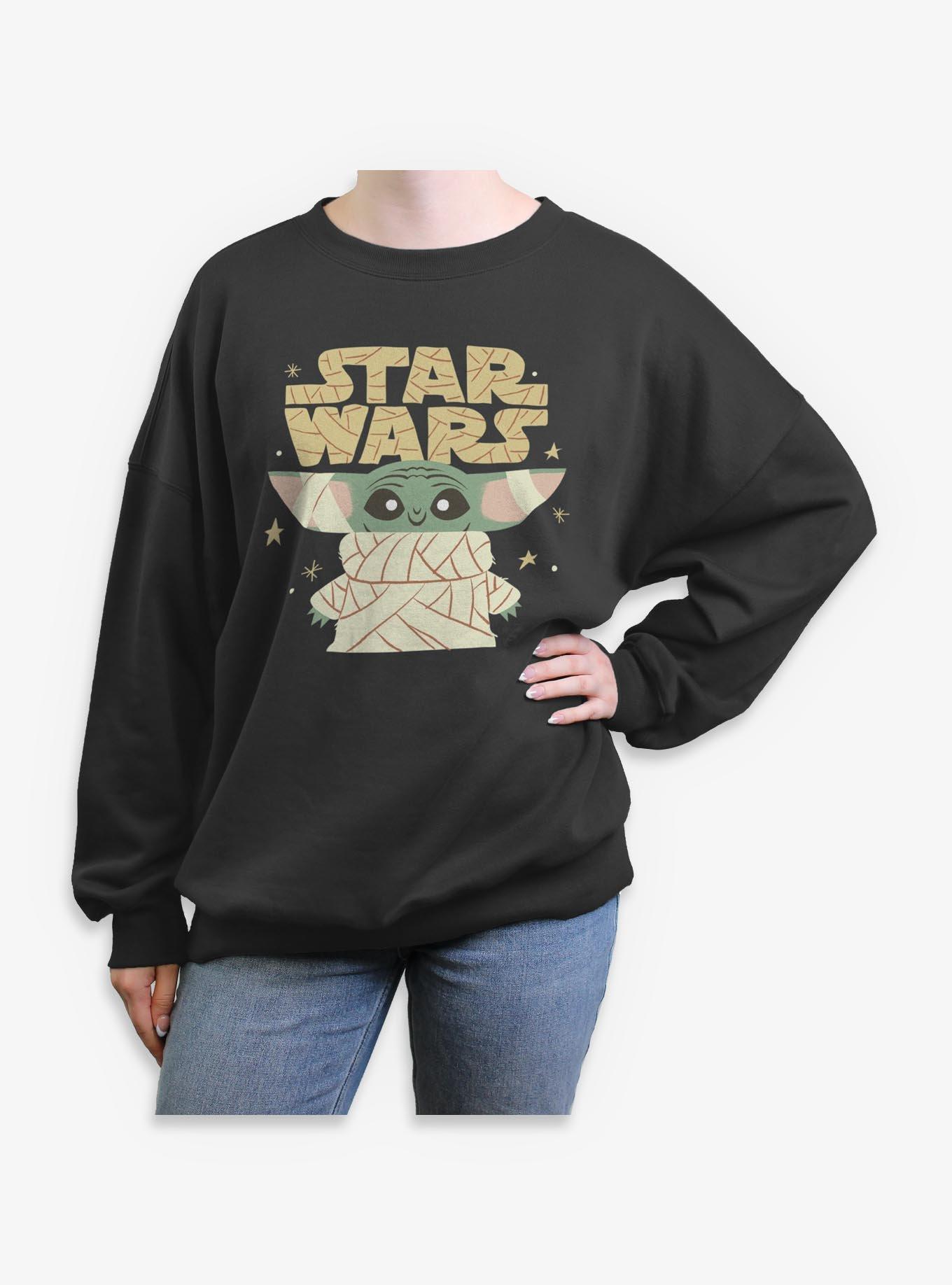 Star Wars The Mandalorian Mummy Grogu Girls Oversized Sweatshirt, CHARCOAL, hi-res view 1