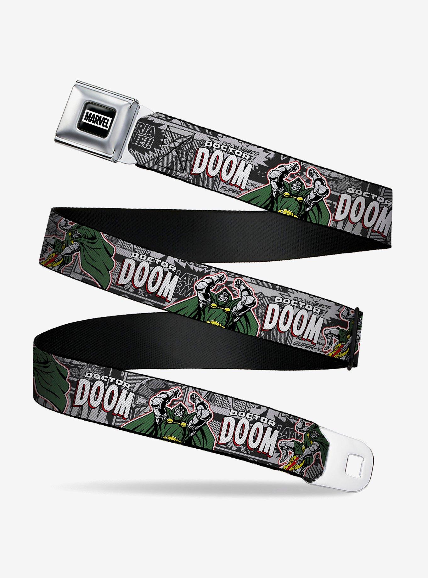 Marvel Doctor Doom Poses and Comic Blocks Youth Seatbelt Buckle Belt