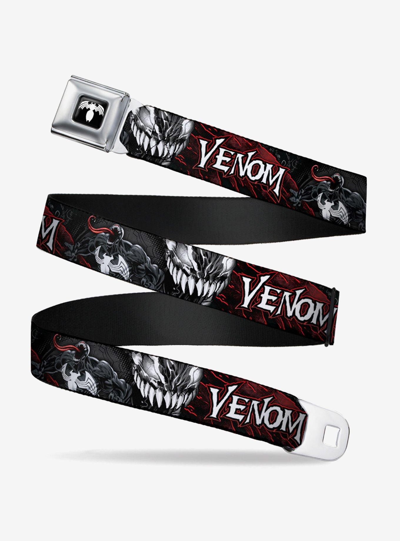 Marvel Venom Pose Expression White Youth Seatbelt Buckle Belt