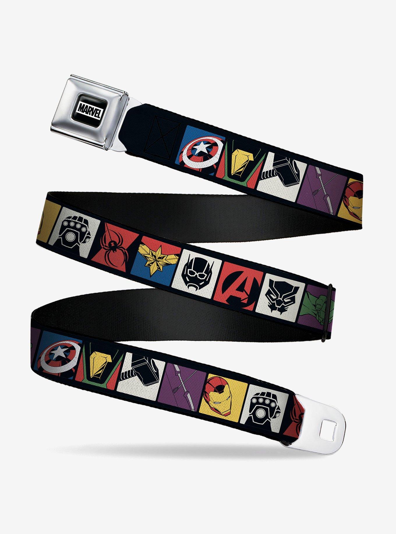 Marvel Avengers Icon Blocks Seatbelt Buckle Belt
