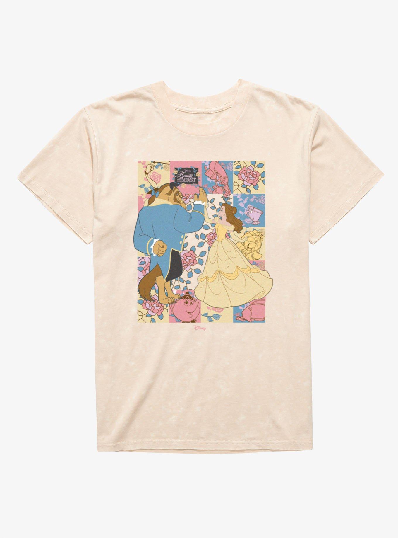 Disney Classics Beauty And The Beast Characters Mosaic Mineral Wash T-Shirt
