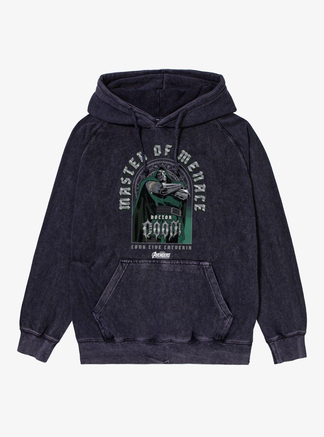 Marvel Avengers Doomsday Master Of Menace Doctor Doom Mineral Wash Hoodie