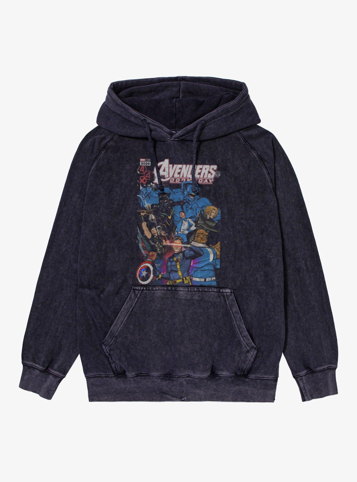 Marvel Avengers Doomsday Comic Cover Style Mightiest Heroes Mineral Wash Hoodie