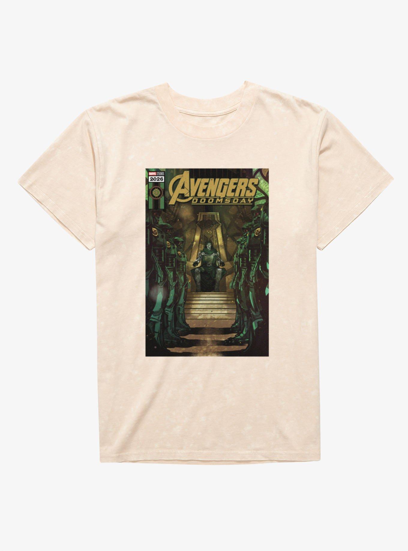 Marvel Avengers Doomsday Comic Cover Style Throne Room Mineral Wash T-Shirt, NATURAL MINERAL WASH, hi-res view 1