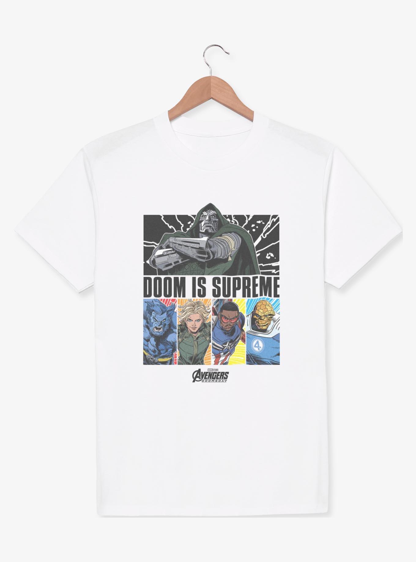Marvel Avengers Doomsday Doom Vs Heros Panels T-Shirt