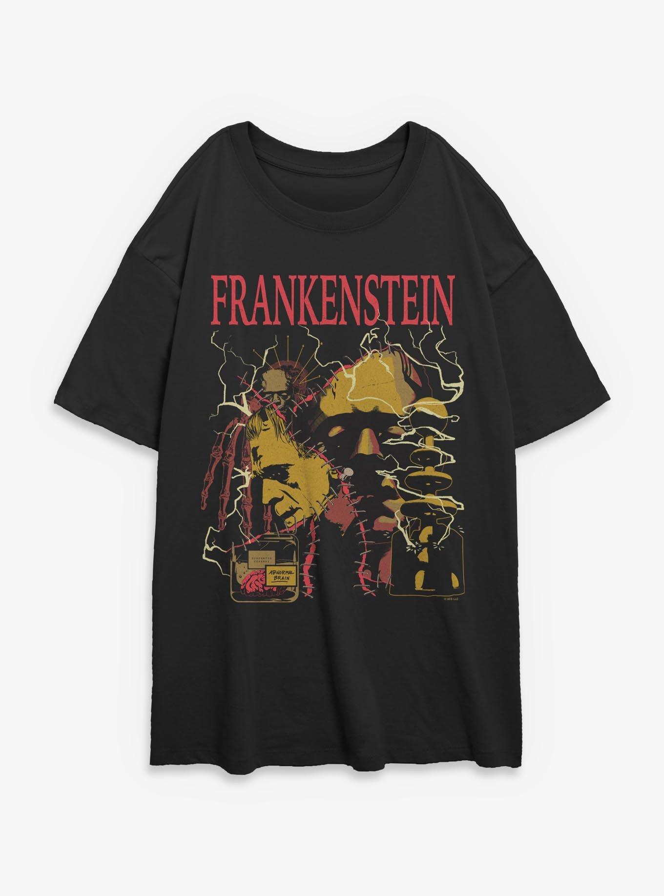 Universal Monsters Frankensten Terror Experiment Womens Oversized T-Shirt
