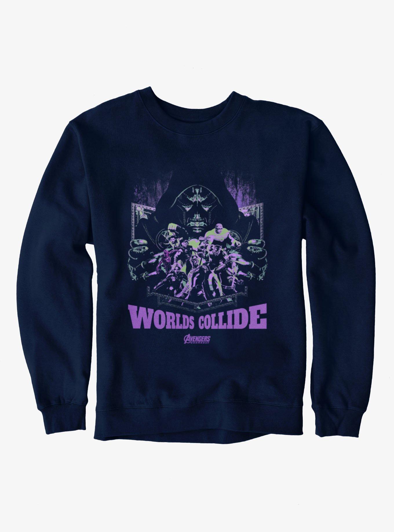 Marvel Avengers Doomsday Worlds Collide With Doctor Doom Sweatshirt Hot Topic Exclusive