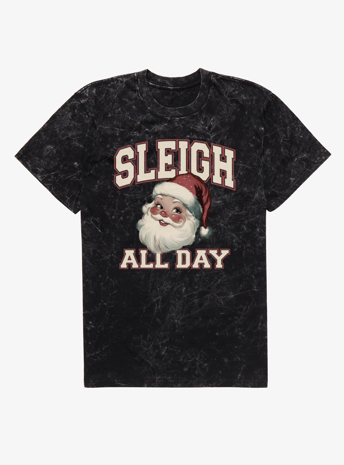 Sleigh All Day Cheerful Santa Face Mineral Wash T-Shirt