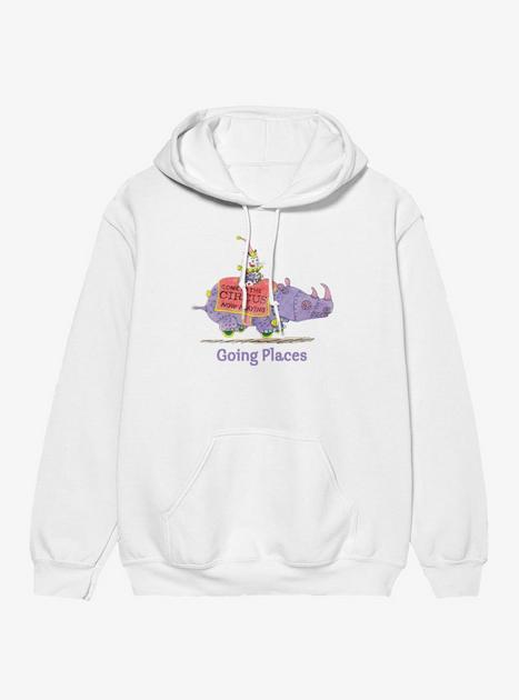 Richard Scarry Going Places Metal Rhino Circus Hoodie - WHITE | BoxLunch
