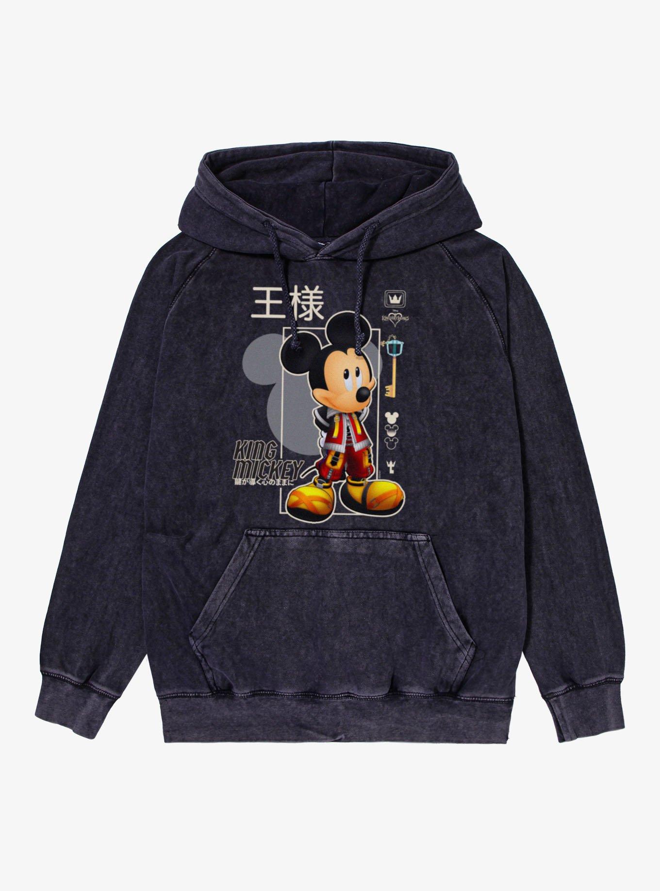 Disney Kingdom Hearts King Mickey Mouse Mineral Wash Hoodie, VINTAGE BLACK, hi-res view 1