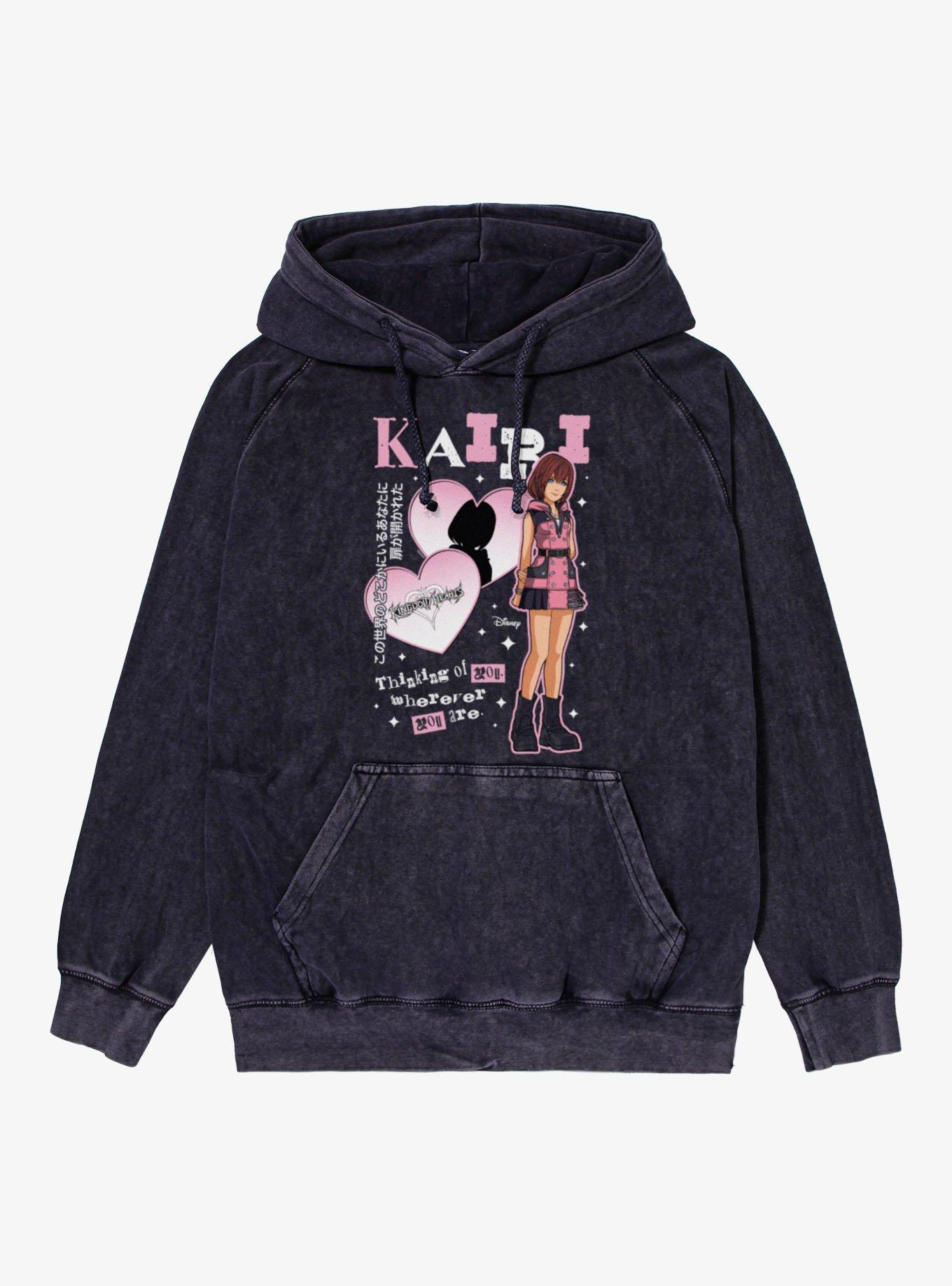 Disney Kingdom Hearts Kairi Thinking Of You Wherever You Are Mineral Wash Hoodie, VINTAGE BLACK, hi-res view 1
