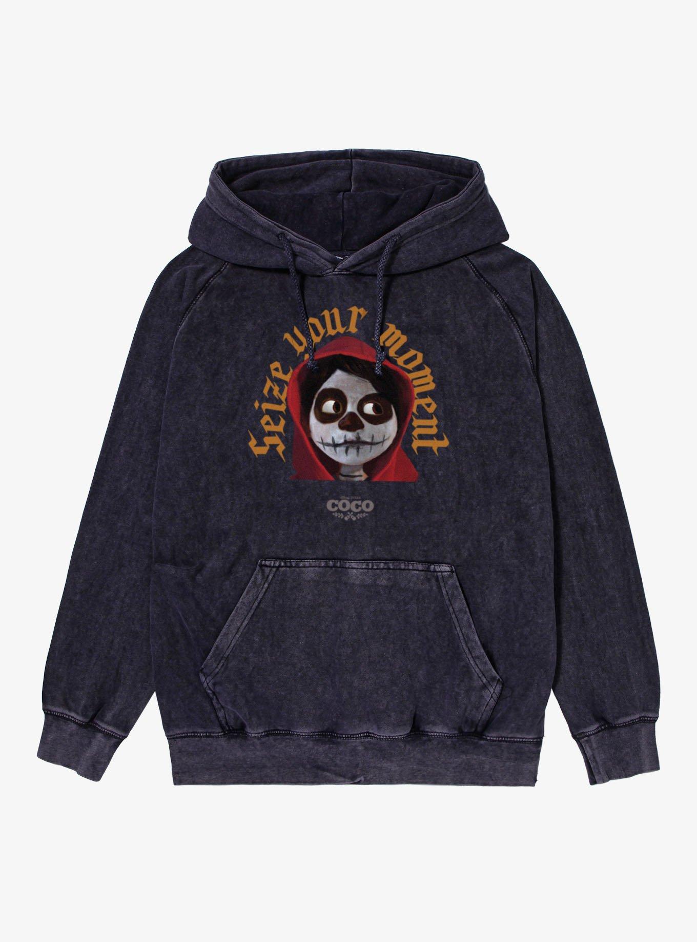 Disney Pixar Coco Miguel Skull Portrait Seize Your Moment Mineral Wash Hoodie, VINTAGE BLACK, hi-res view 1