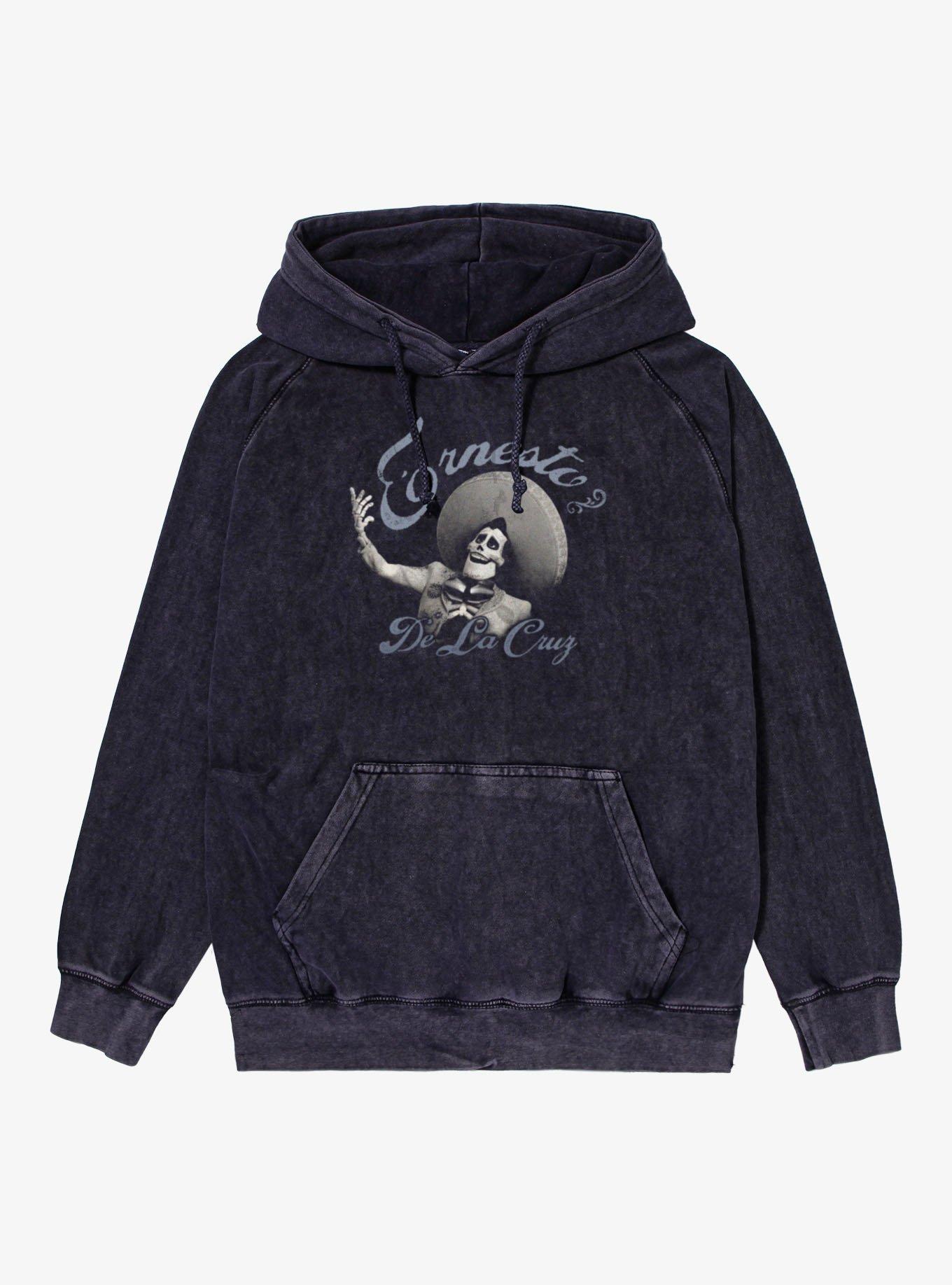 Disney Pixar Coco Ernesto De La Cruz Skeleton Mineral Wash Hoodie, VINTAGE BLACK, hi-res view 1