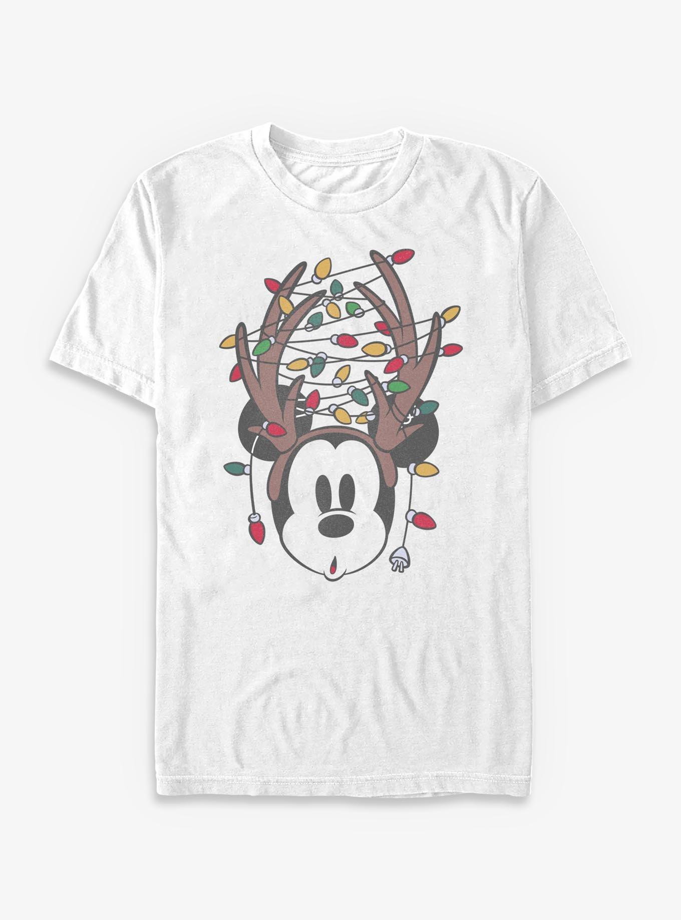 Disney Mickey Mouse Antlers Lights T-Shirt, WHITE, hi-res view 1