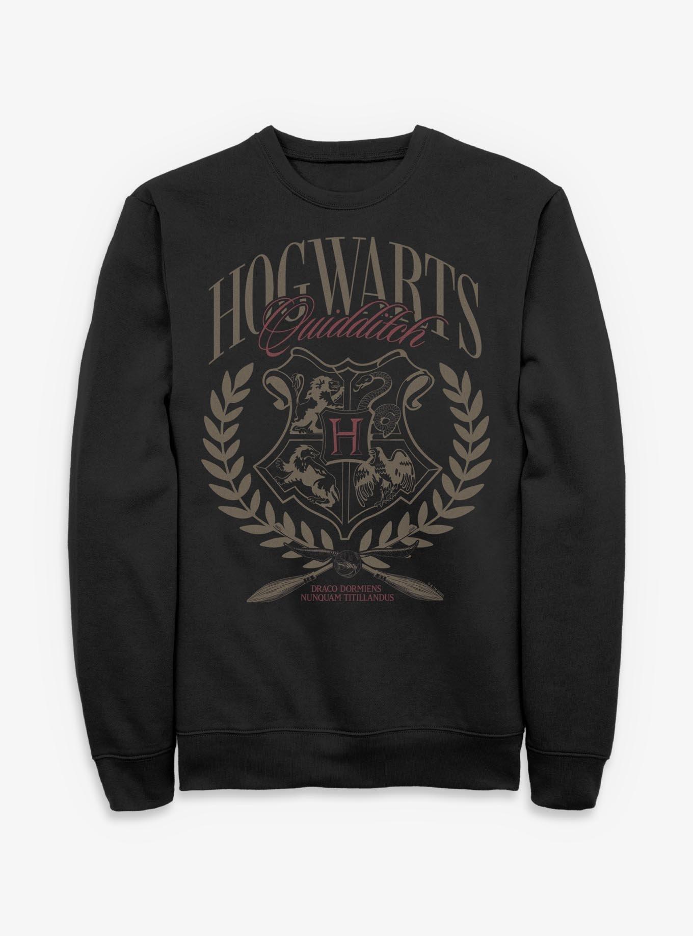 Harry Potter Quidditch Hogwarts Crest Sweatshirt, BLACK, hi-res view 1