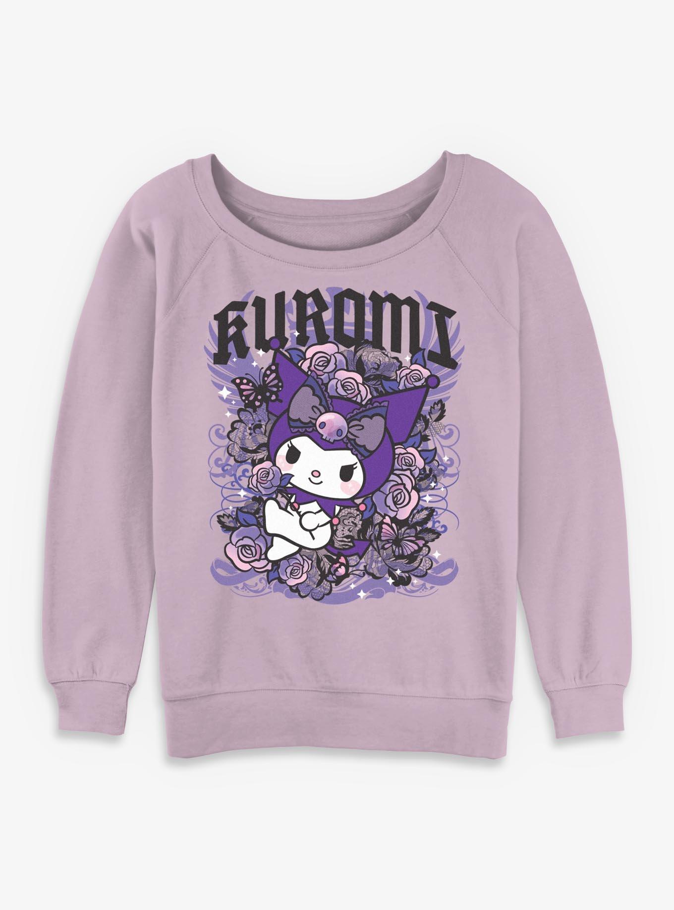 Sanrio Hello Kitty Kuromi Lace Girls Slouchy Sweatshirt, LAVENDER, hi-res view 1