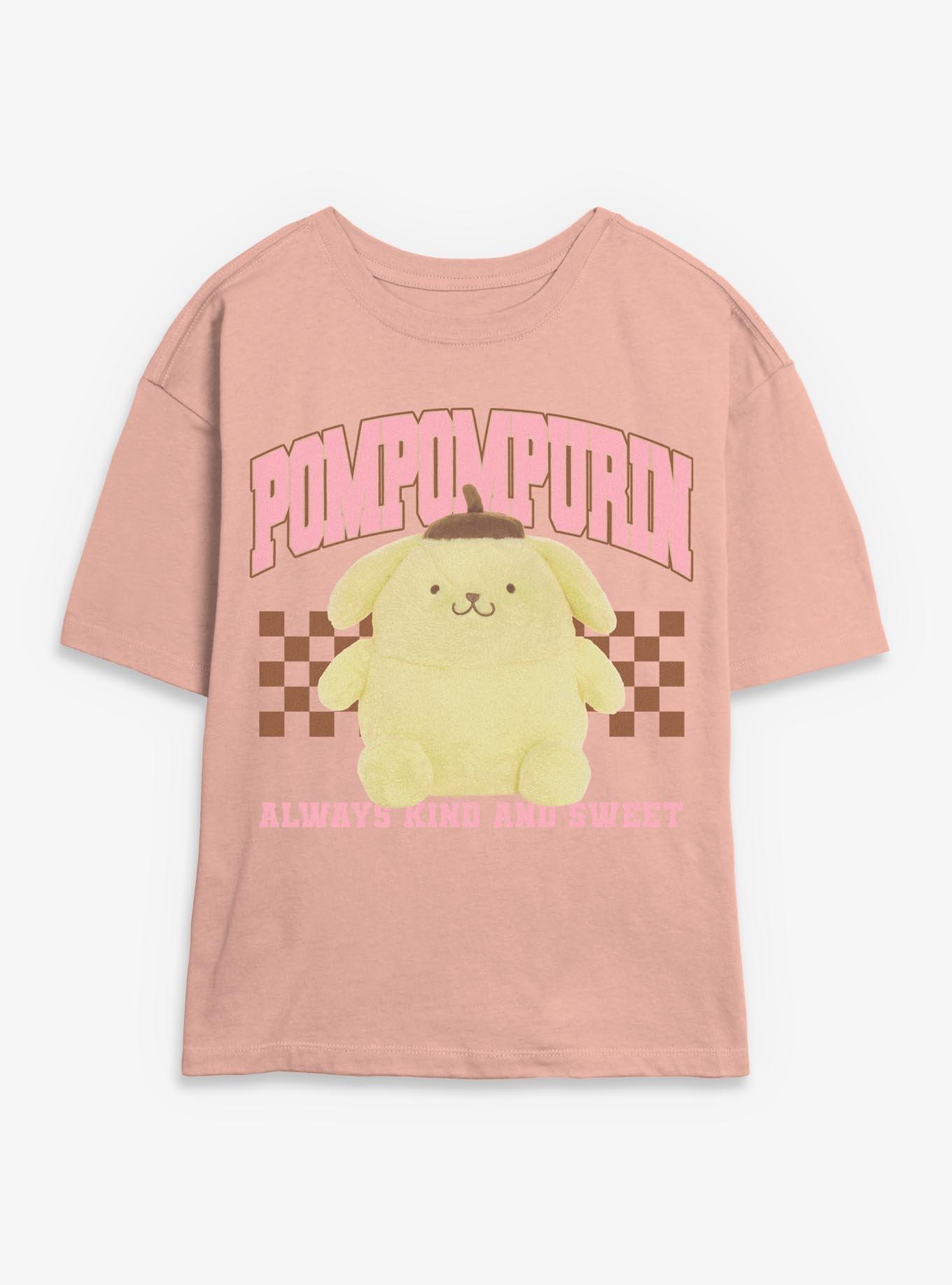 Sanrio Hello Kitty Pompompurin Collegiate Girls Skimmer T-Shirt, PEACH, hi-res view 1