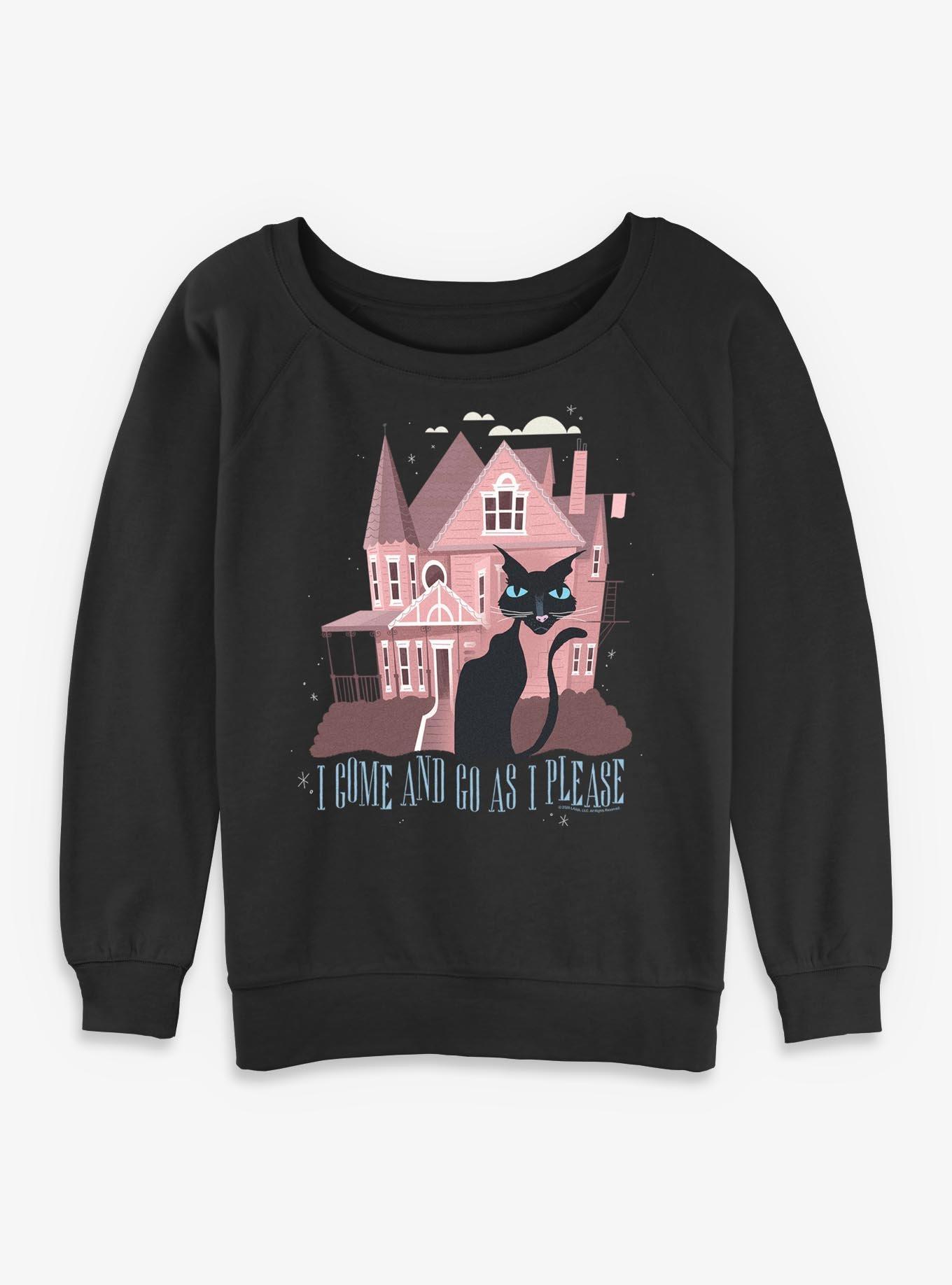 Coraline Come And Go As I Please Girls Slouchy Sweatshirt, BLACK, hi-res view 1