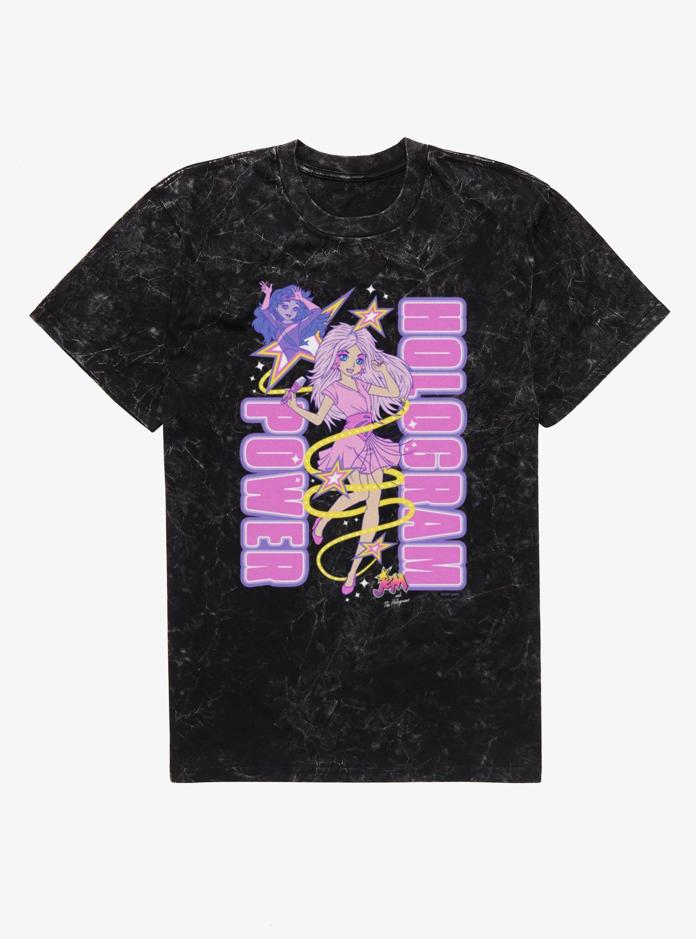 Jem And The Holograms Power Hologram Mineral Wash T-Shirt, BLACK MINERAL WASH, hi-res view 1