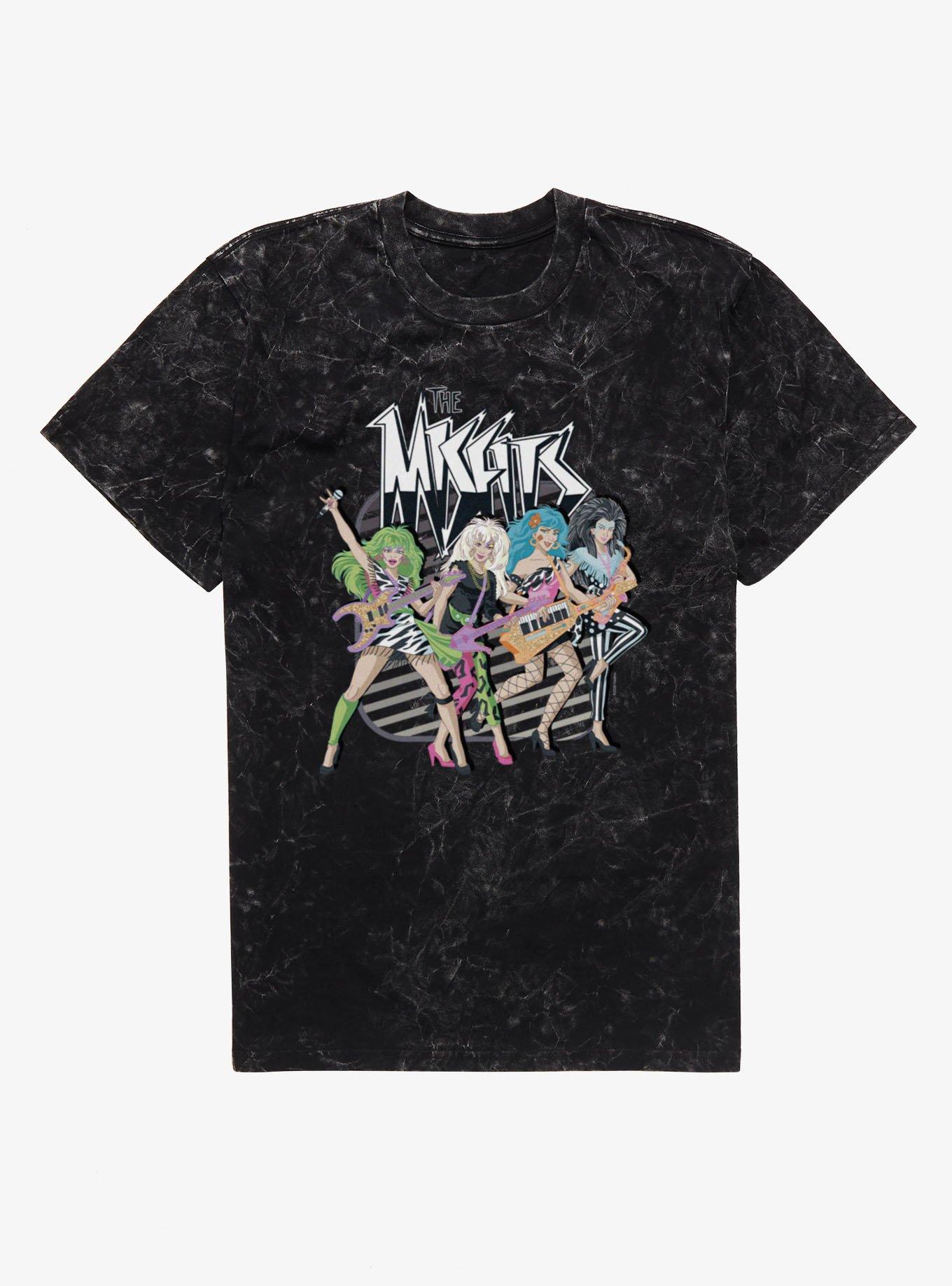 Jem And The Holograms The Misfits Band Pose Mineral Wash T-Shirt, BLACK MINERAL WASH, hi-res view 1