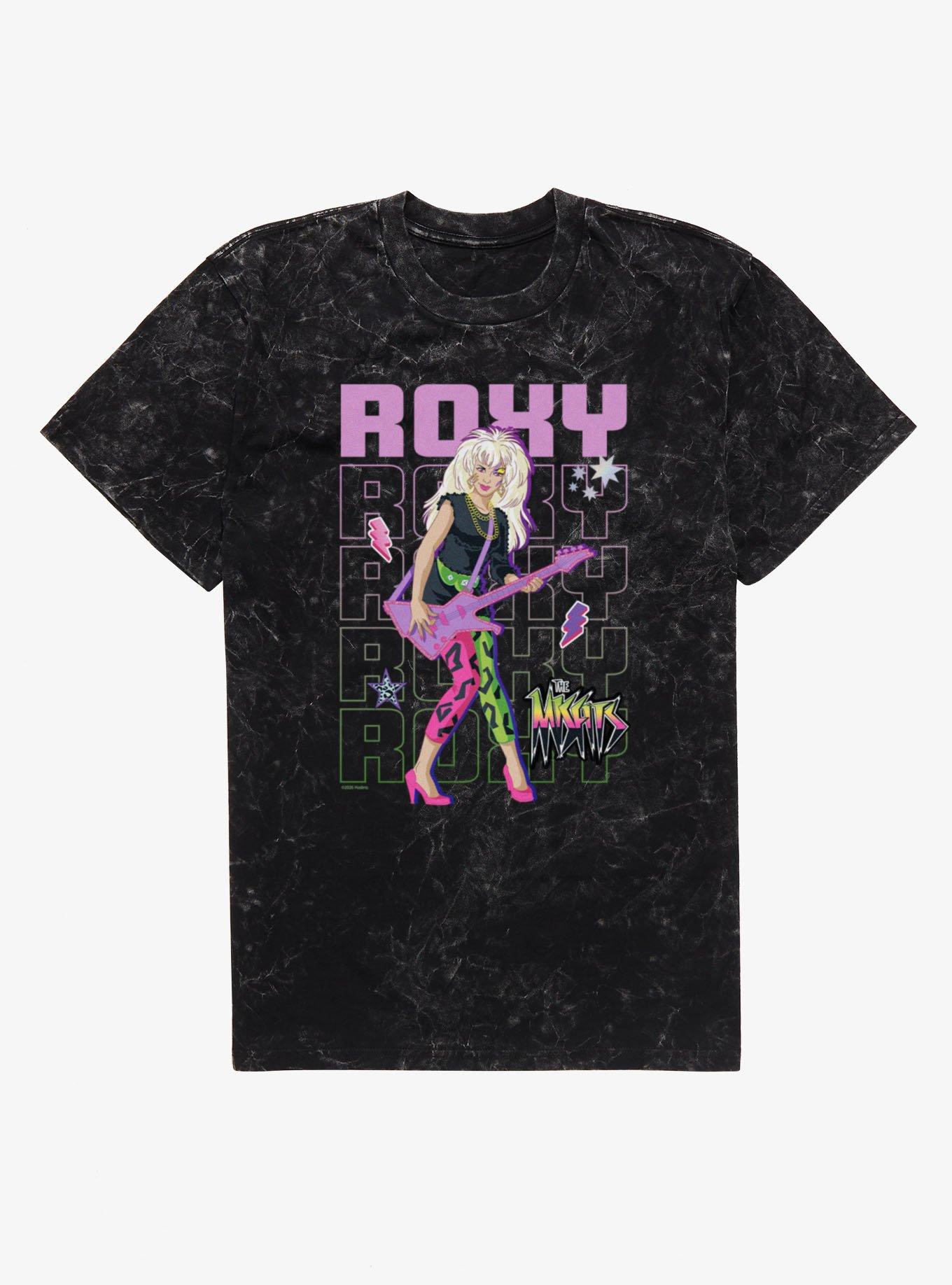 Jem And The Holograms The Misfits Roxy Mineral Wash T-Shirt, BLACK MINERAL WASH, hi-res view 1