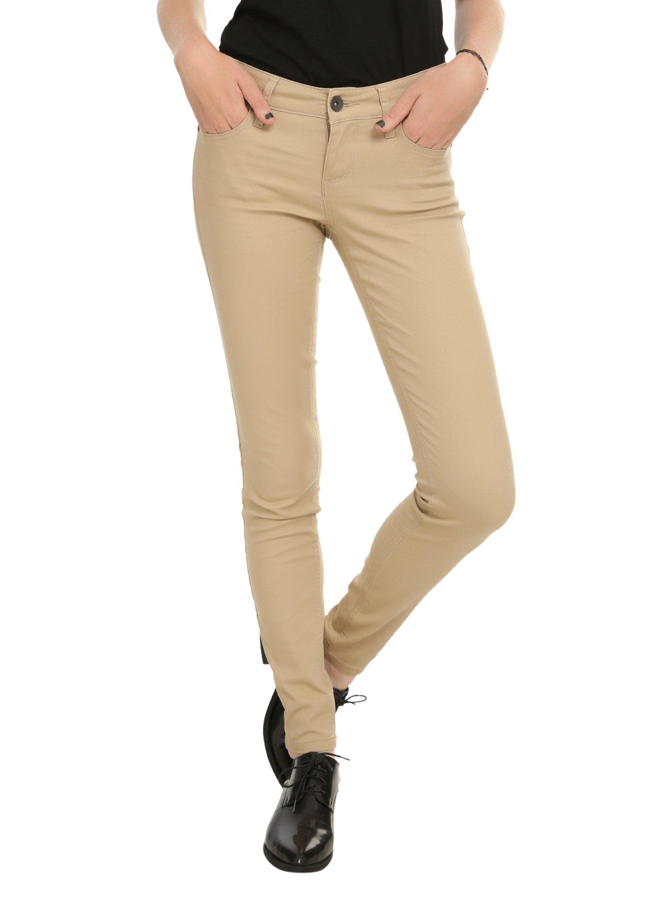 LOVEsick Khaki Twill Skinny Pants, KHAKI, hi-res