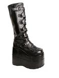 Demonia By Pleaser Stacked Strap Boots, BLACK, hi-res