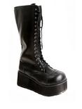Demonia By Pleaser Black Patent Lace And Zip Boots, BLACK, hi-res