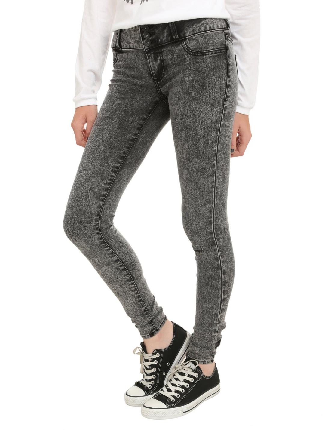 LOVEsick Black Acid Wash Super Skinny Jeans, , hi-res
