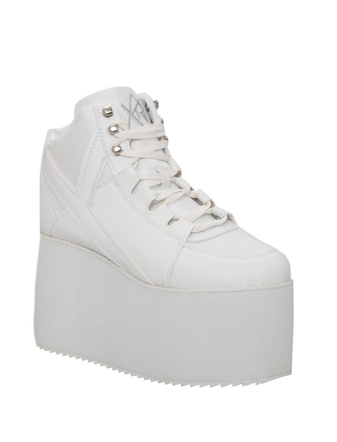 YRU Qozmo Hi-White Platform Sneakers, WHITE, hi-res
