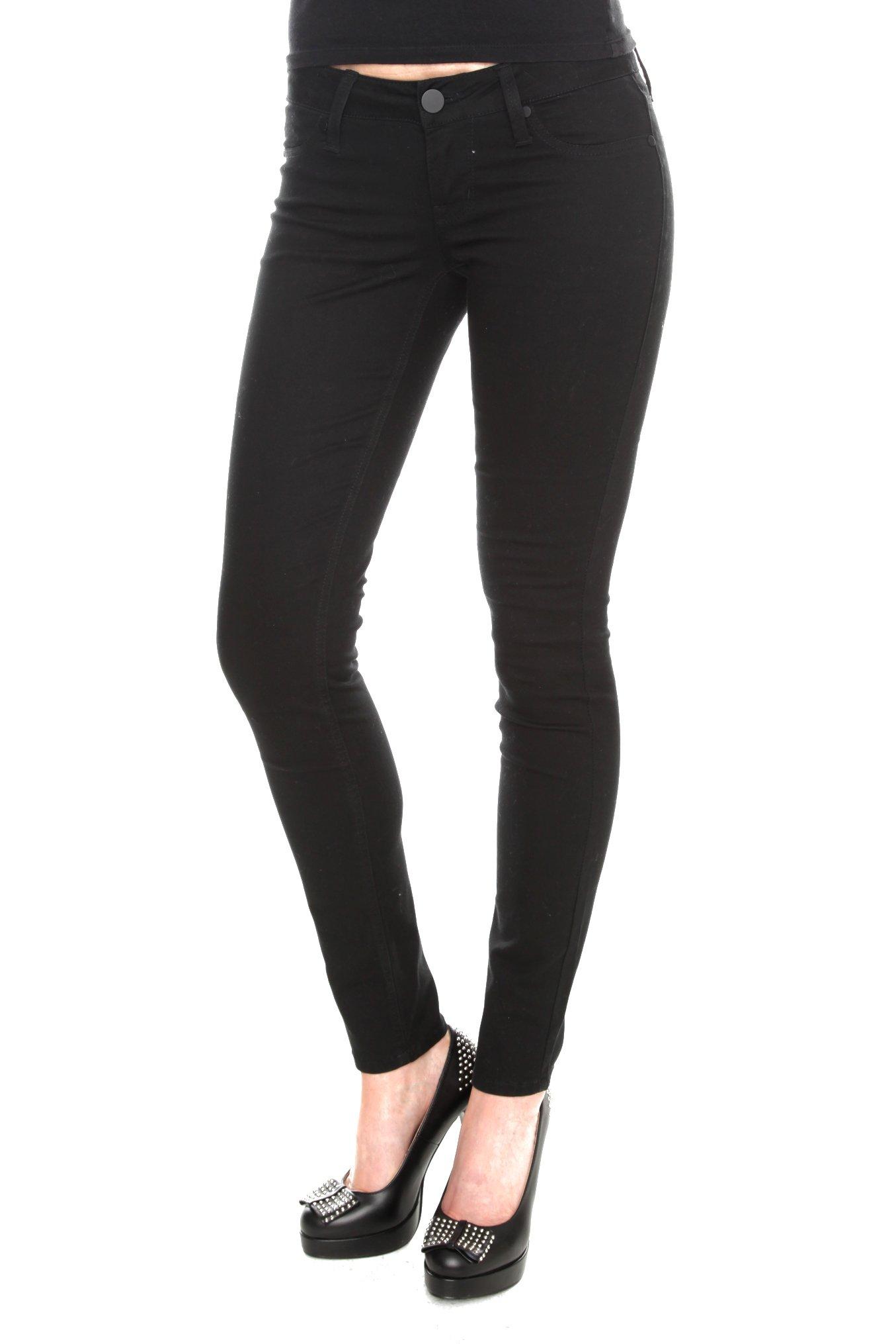 Black Stretch Denim Jeggings, BLACK, hi-res