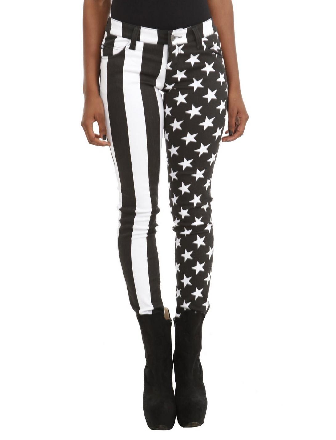 Royal Bones By Tripp American Flag Split Leg Skinny Jeans, BLACK, hi-res