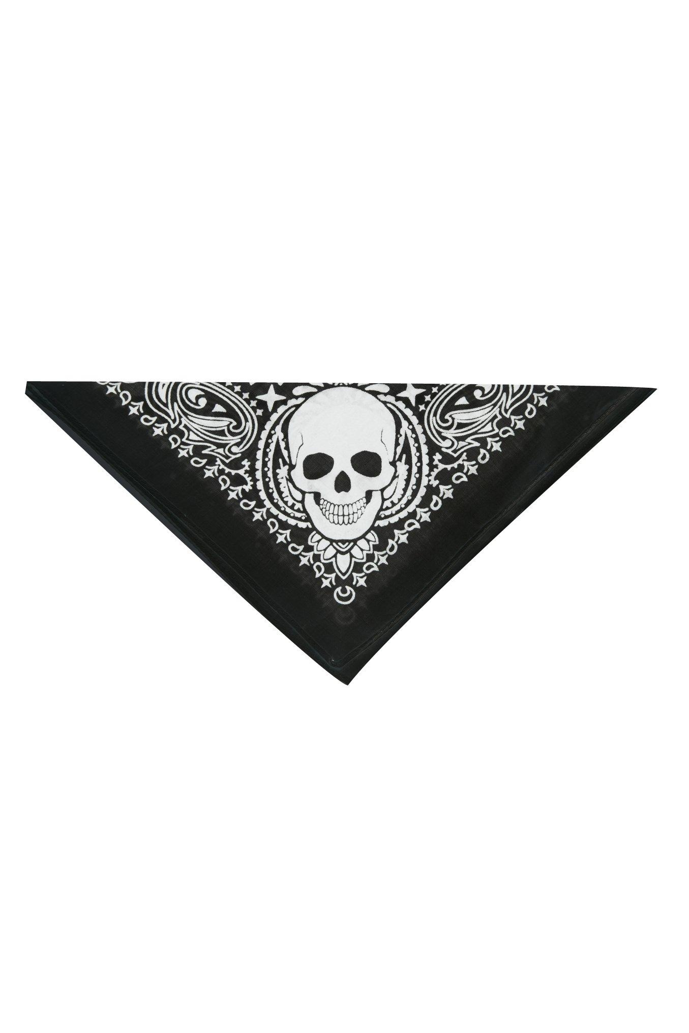 Skull Print Black Bandana, , hi-res
