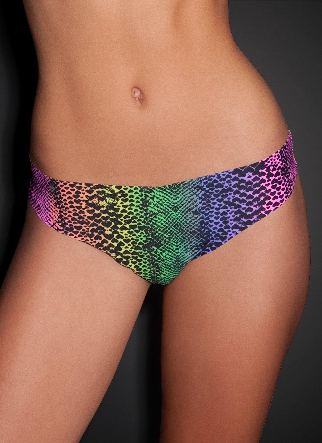 Snake and Heart Print Thong Panty, , hi-res
