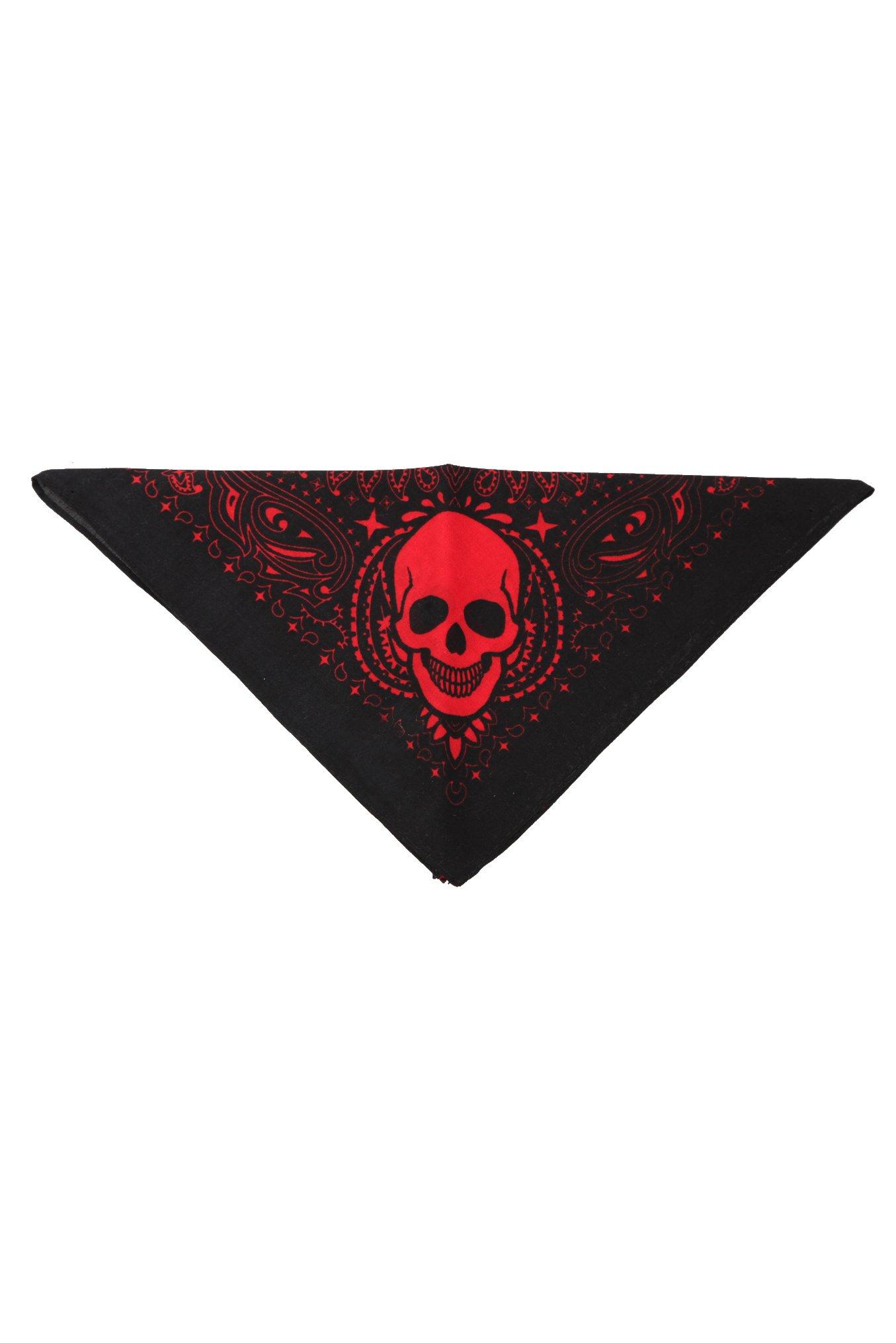 Red And Black Skull Bandana, , hi-res