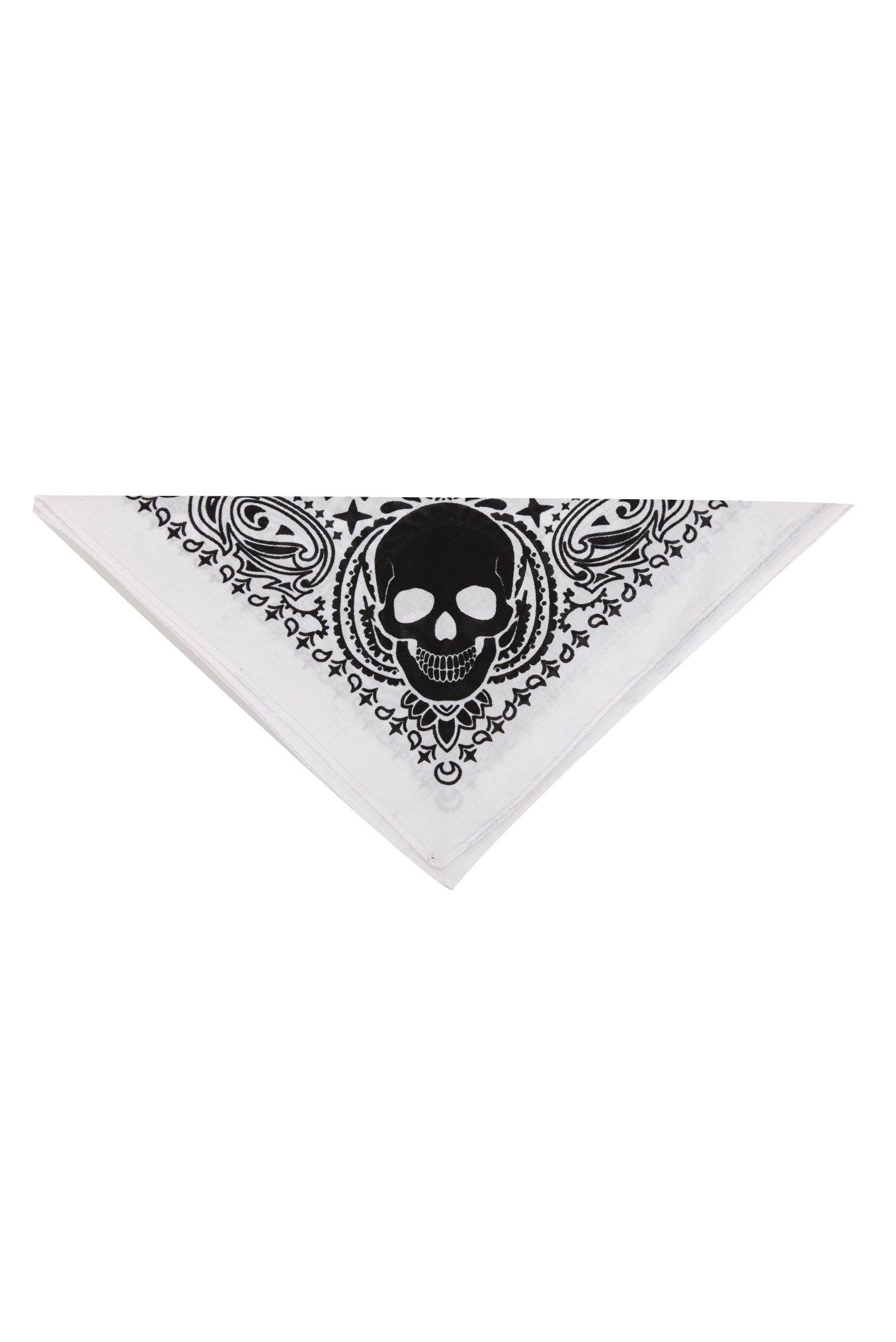 Skull Print White Bandana, , hi-res