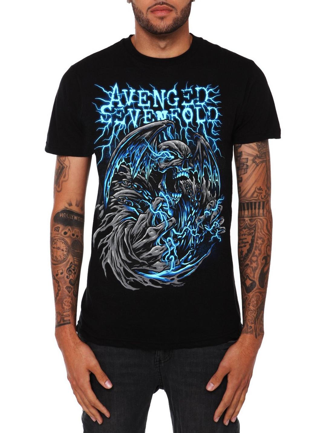 Avenged Sevenfold Blue Electricity Slim-Fit T-Shirt, BLACK, hi-res