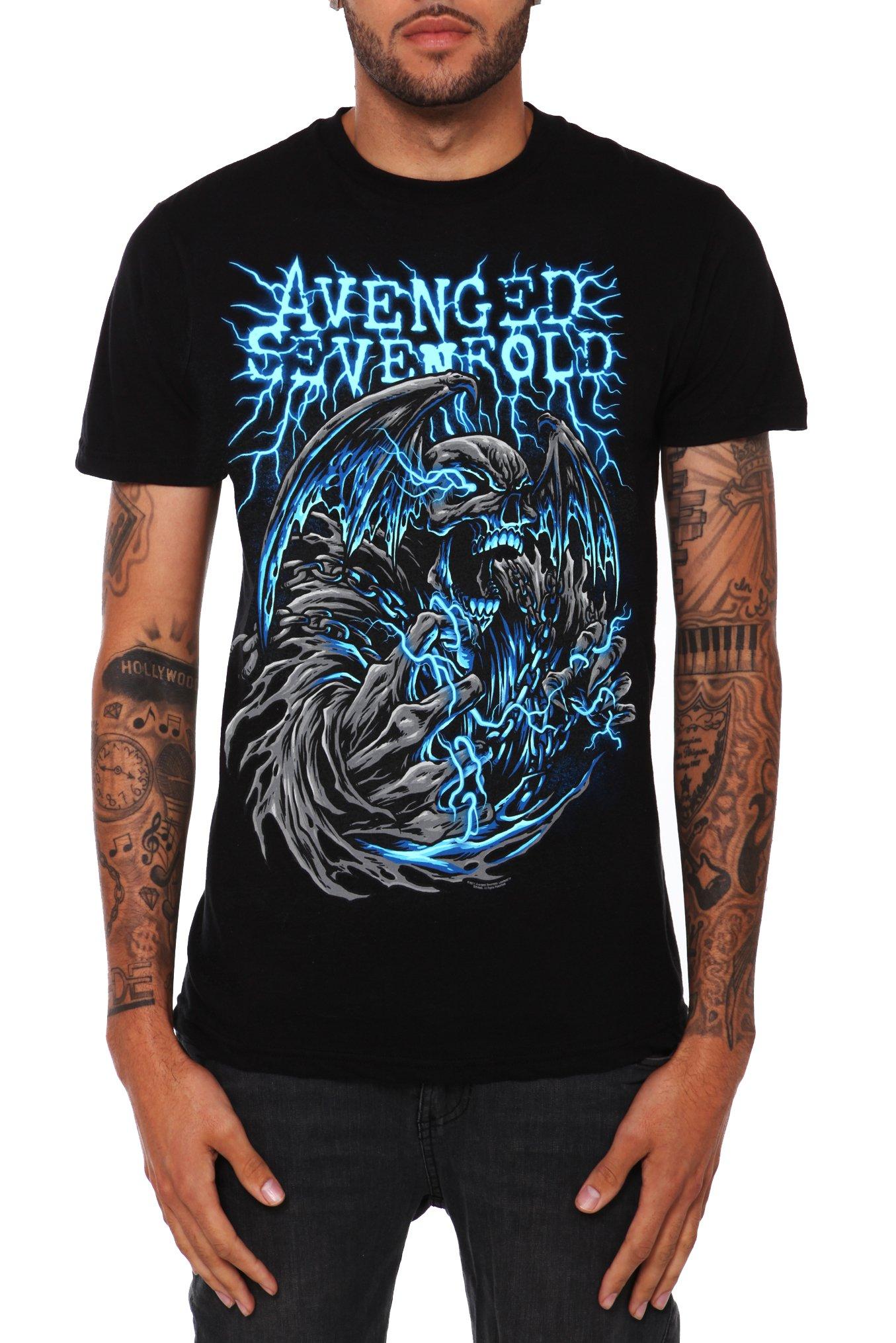 Avenged Sevenfold Blue Electricity Slim-Fit T-Shirt, BLACK, hi-res