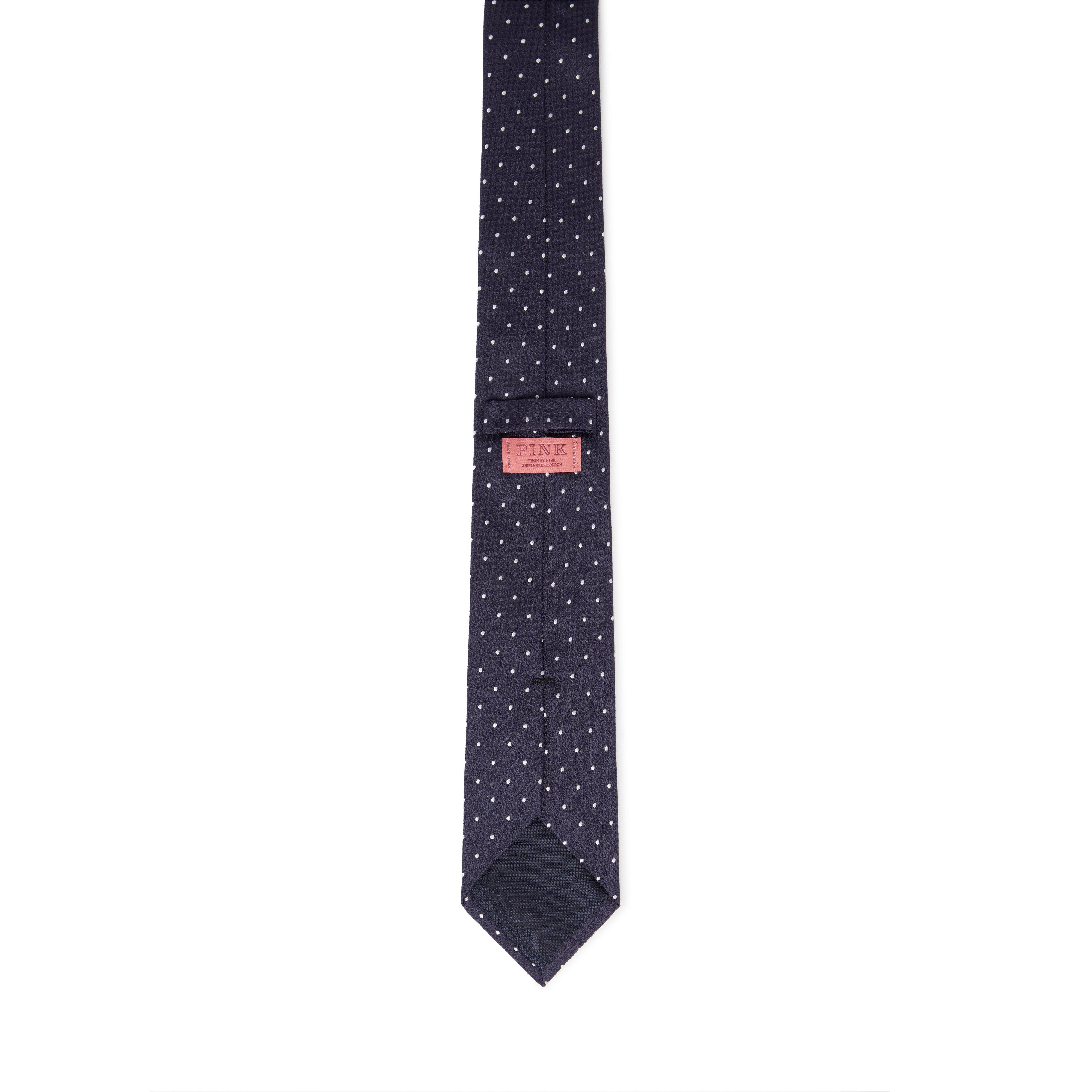 Thomas Pink PINK Neckwear Men’s Silk Tie Blue Geometric Dots Classic 3.5” in